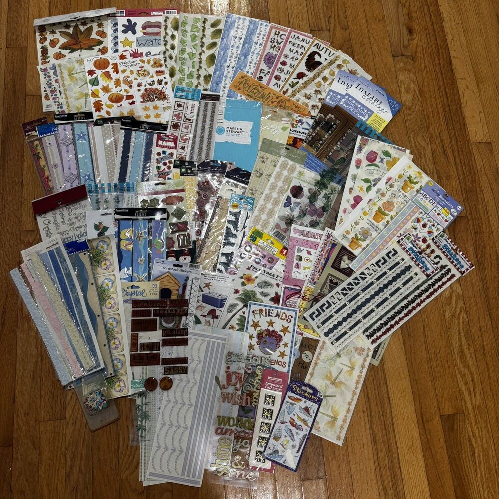 Huge Lot Of vintage Stickers Sealed and used Scrapbook supplies Crafts Borders